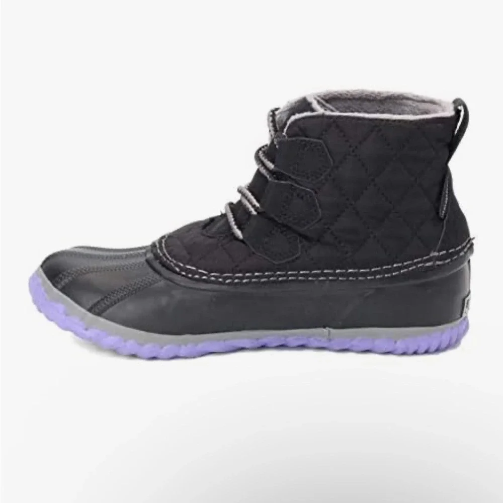 JBU BY JAMBU | Women's‎ Nala Weather Ready Rain Boot, Black Nylon/Lilac